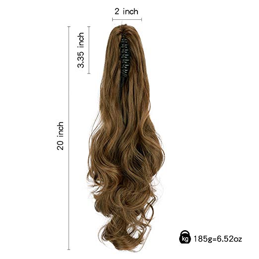 20〞Claw Ponytail Clip in Hair Extensions Hairpiece Synthetic Light Curly Soft Silky Nature Looking Heat-Resisting Different Colors for Women Fashion and Beauty-2/30#